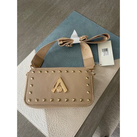 Valentino Orlandi Taupe Crossbody Camera Bag Vegan Leather V-3003 - Picture 2 of 2